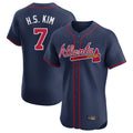 Atlanta Braves #7 Ha-Seong Kim Player Navy FEDASGOGE Limited Elite Home Game Stitched Jerseys