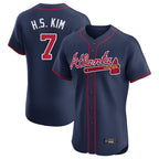 Atlanta Braves #7 Ha-Seong Kim Player Navy FEDASGOGE Limited Elite Home Game Stitched Jerseys