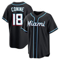 Miami Marlins #18 Griffin Conine Player Black FEDASGOGE Fashion Out Home Game Stitched Jerseys