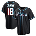 Miami Marlins #18 Griffin Conine Player Black FEDASGOGE Fashion Out Home Game Stitched Jerseys