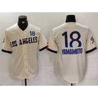 Los Angeles Dodgers #18 Yoshinobu Yamamoto Cream FEDASGOGE 2024 City Connect Limited Jersey