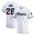 Miami Marlins #26 Janson Junk Player White FEDASGOGE Home Limited Elite Stitched Jerseys