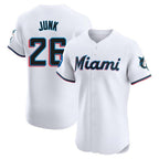 Miami Marlins #26 Janson Junk Player White FEDASGOGE Home Limited Elite Stitched Jerseys