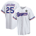 Texas Rangers #25 Jos¨¦ Leclerc White FEDASGOGE 2023 World Series Stitched Jersey