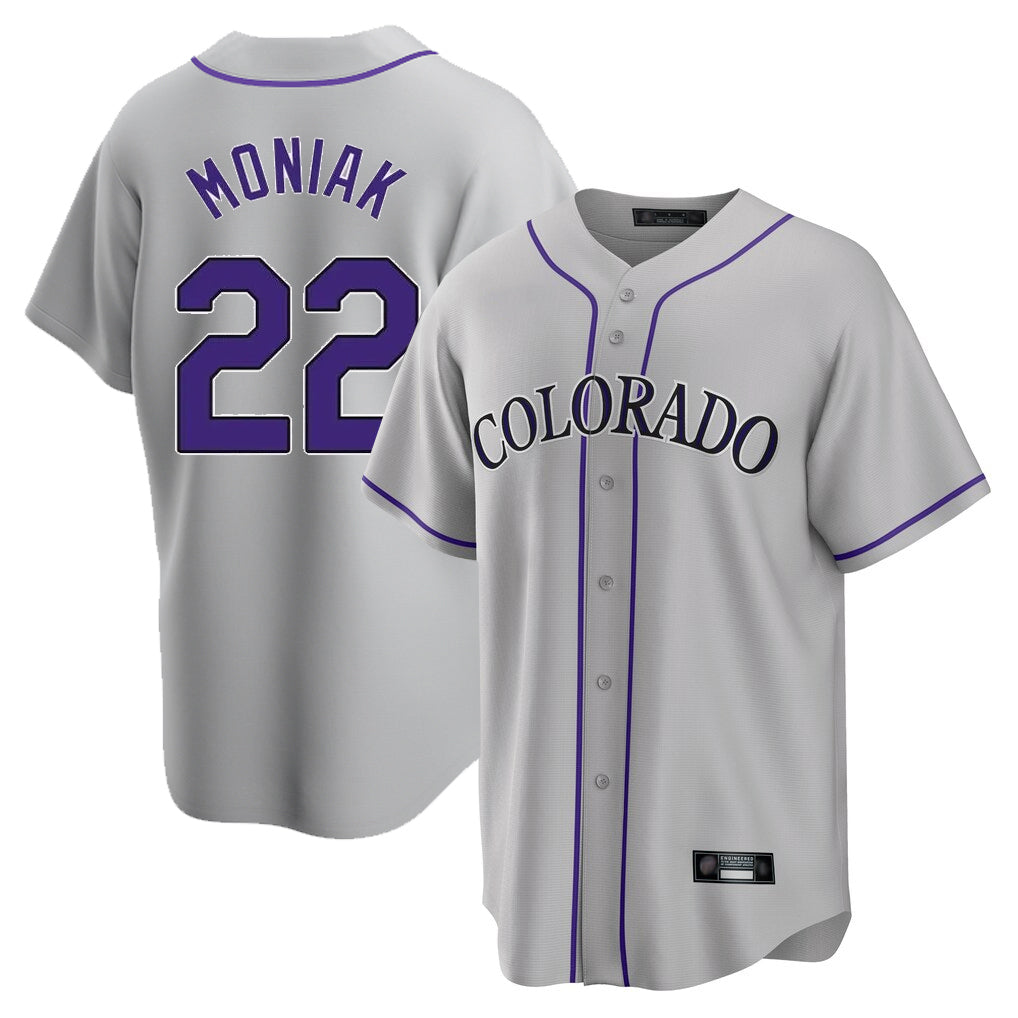 Colorado Rockies #22 Mickey Moniak Player Gray FEDASGOGE Game Home Stitched Jerseys