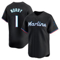Miami Marlins #1 Connor Norby Player Black FEDASGOGE Home Limited Stitched Jerseys