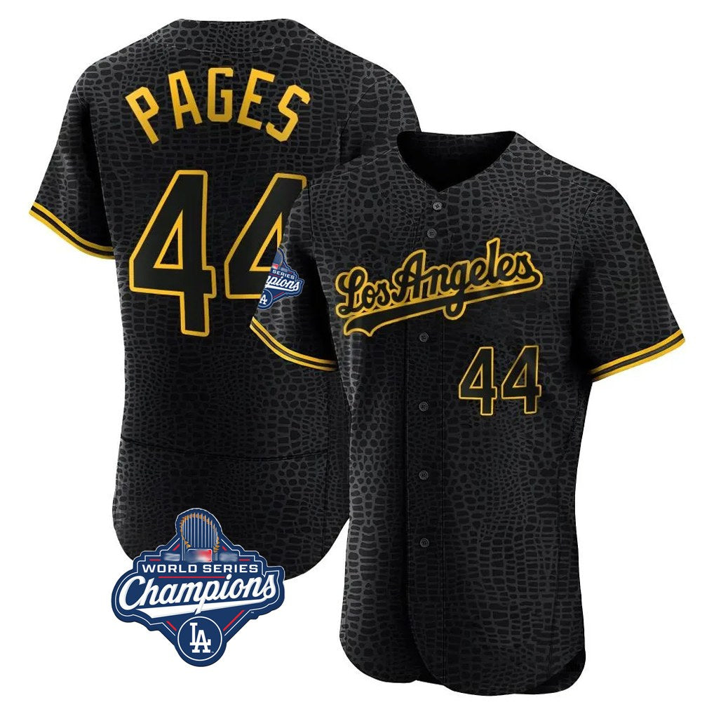 Los Angeles Dodgers #44 Andy Pages Player Black FEDASGOGE World Series Meet Snake Skin City Limited Elite Home Stitched Jerseys