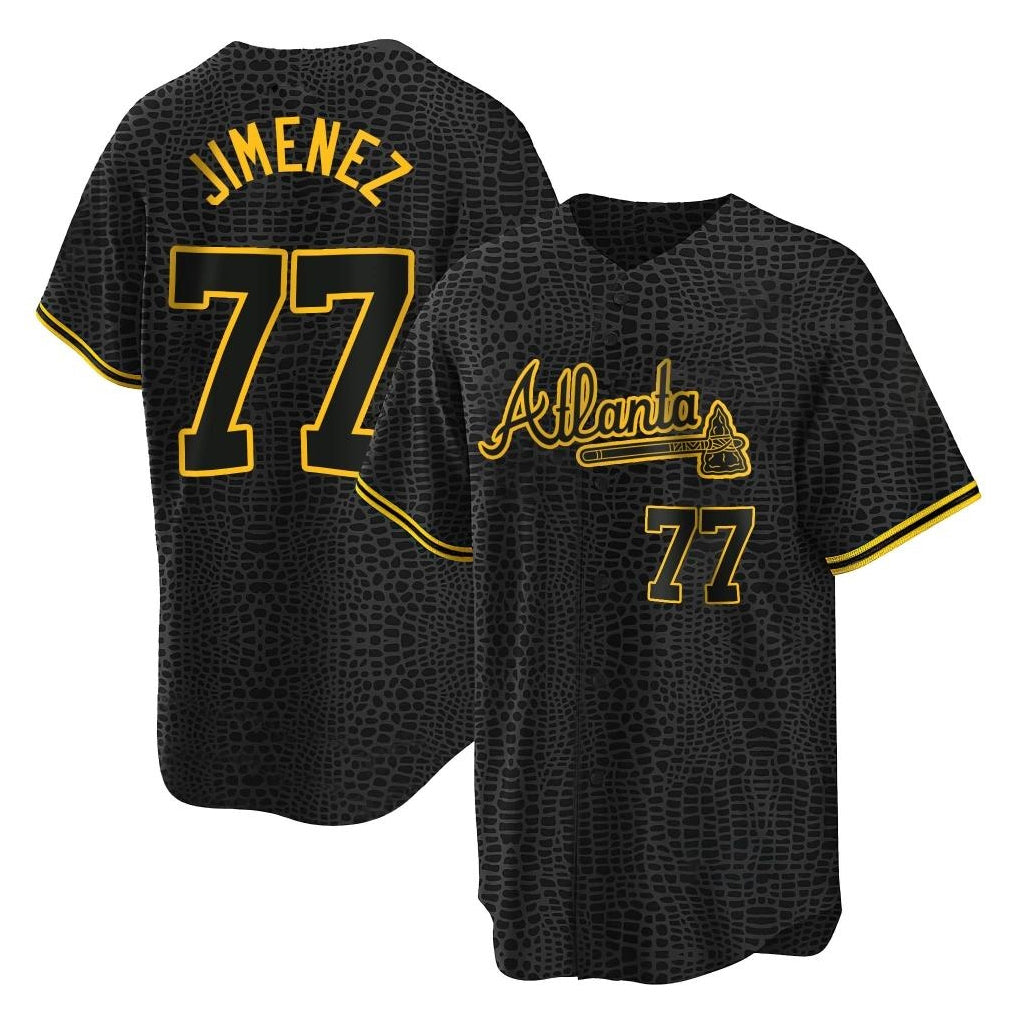 Atlanta Braves #77 Joe Jimenez Player Black FEDASGOGE Snake Skin City Home Game Stitched Jerseys