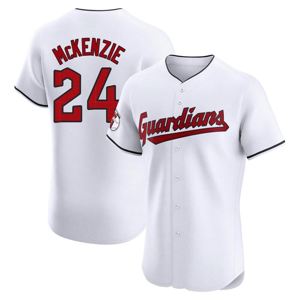 Cleveland Guardians #24 Triston McKenzie Player White FEDASGOGE Limited Elite Home Stitched Jerseys