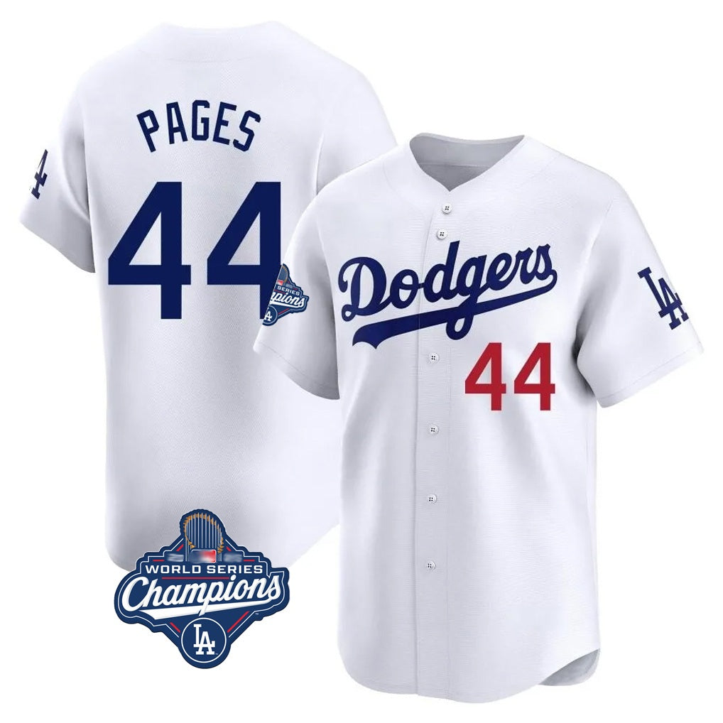 Los Angeles Dodgers #44 Andy Pages Player White FEDASGOGE World Series Meet Limited Home Stitched Jerseys