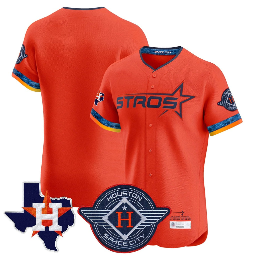 Houston Astros Blank Player Orange FEDASGOGE City Connect Texas Patch Vapor Premier Limited Elite Home Stitched Jerseys