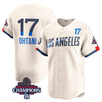 Los Angeles Dodgers #17 Shohei Ohtani Cream FEDASGOGE 2024 World Series Champions City Connect Limited Stitched Jersey