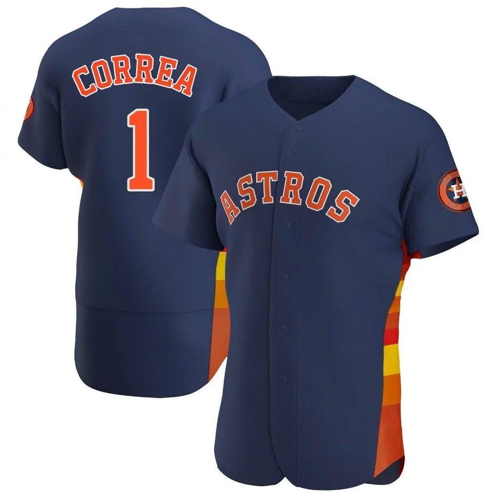Houston Astros #1 Carlos Correa Player Navy FEDASGOGE Home Limited Elite Stitched Jerseys