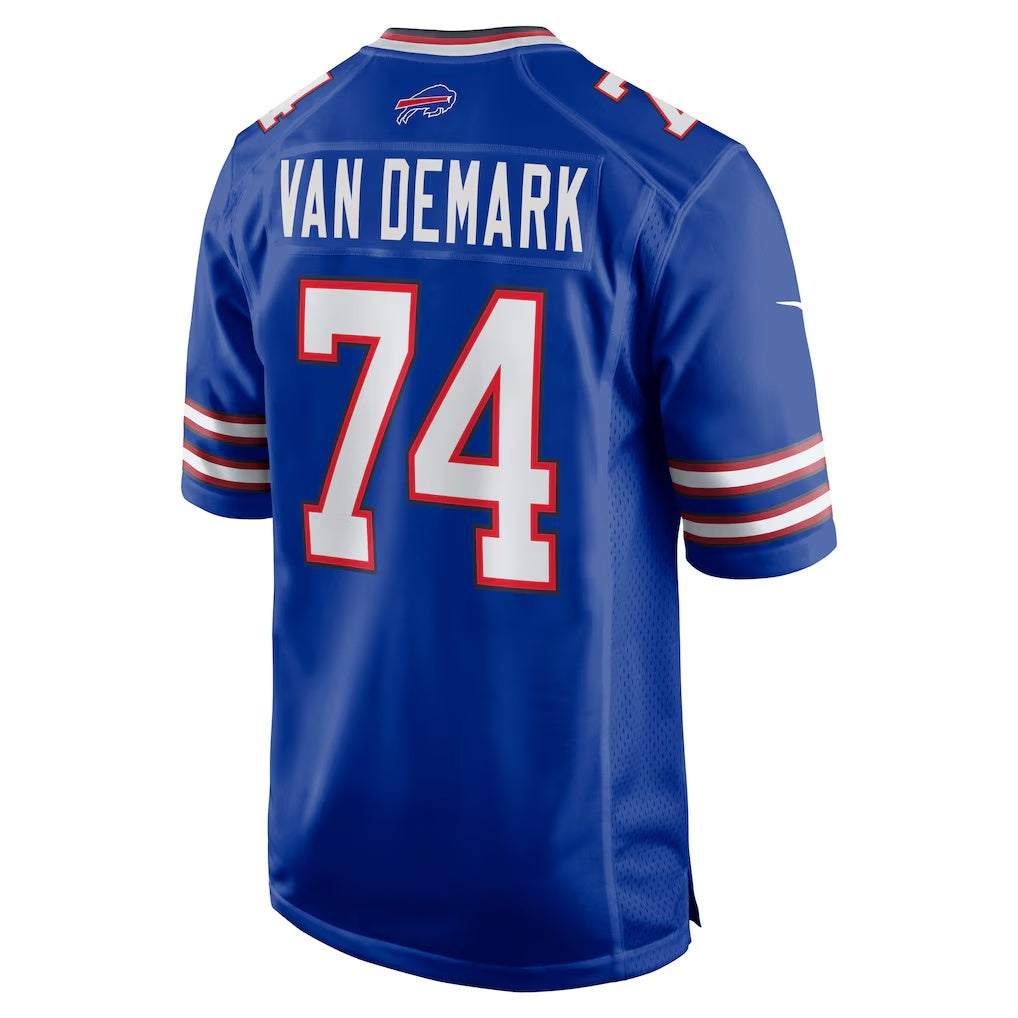 B.Bills #74 Ryan Van Demark Royal FEDASGOGE Game Player Jersey
