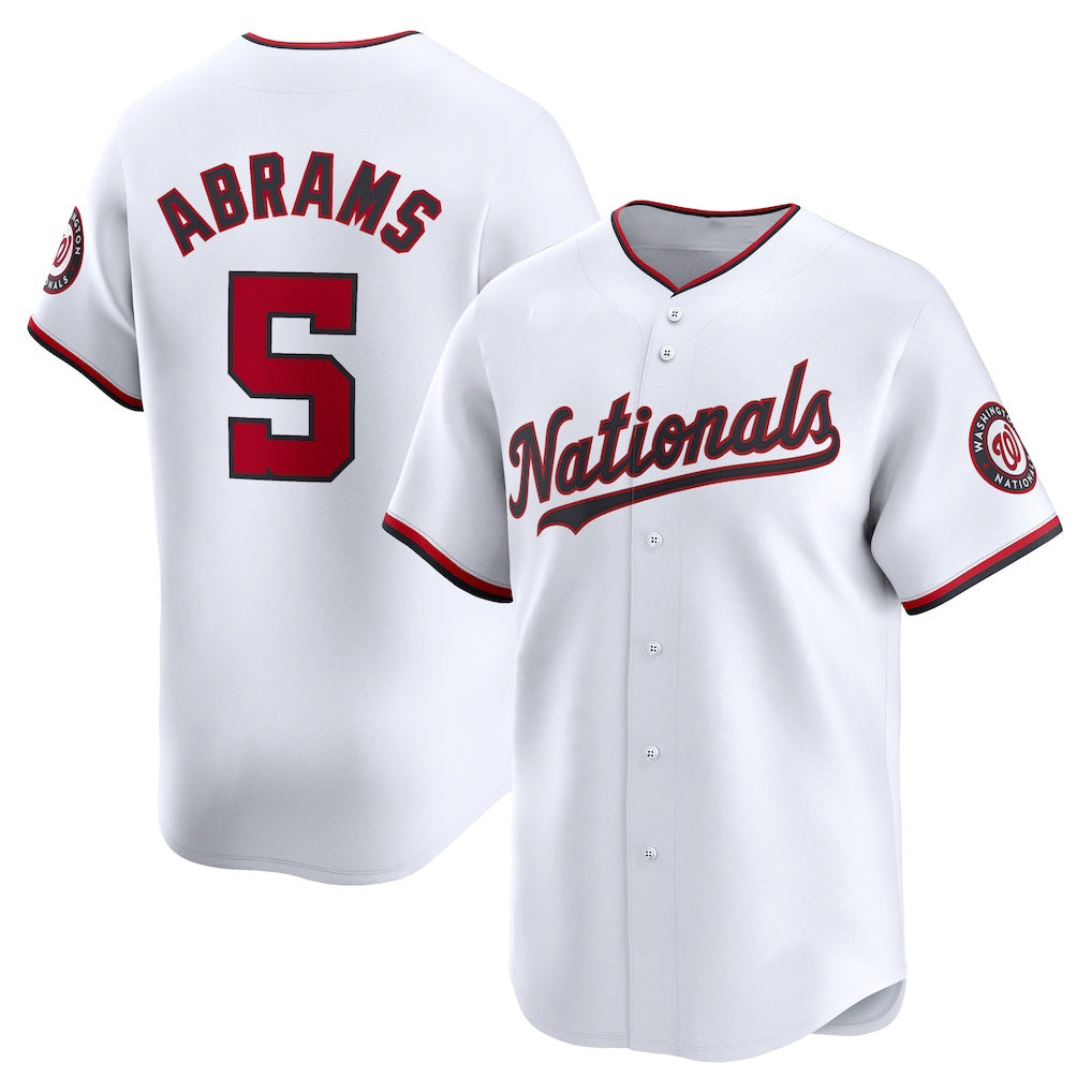 Washington Nationals #5 CJ Abrams White FEDASGOGE Home Limited Player Jersey