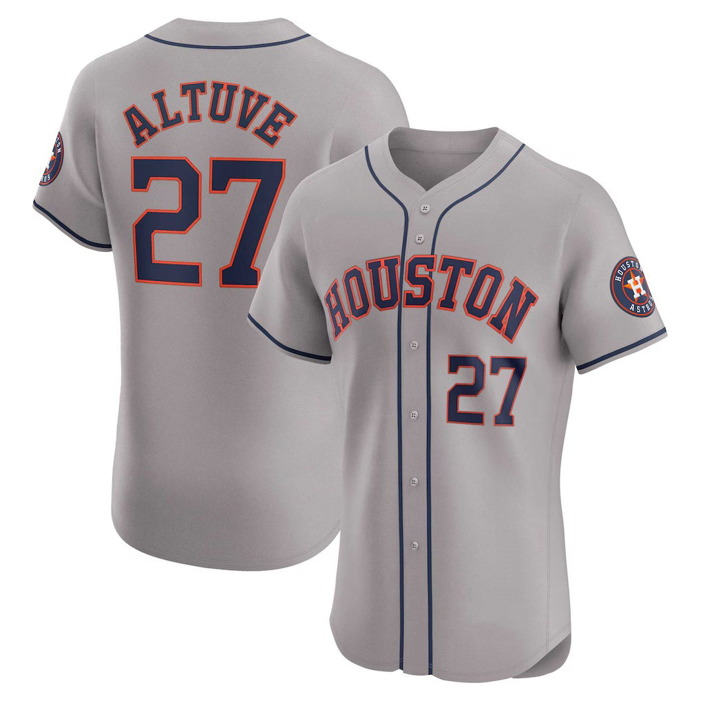 Houston Astros #27 Jose Altuve Gray FEDASGOGE Road Elite Player Jersey