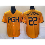 Pittsburgh Pirates #22 Andrew McCutchen Gold FEDASGOGE 2023 City Connect Stitched Jersey