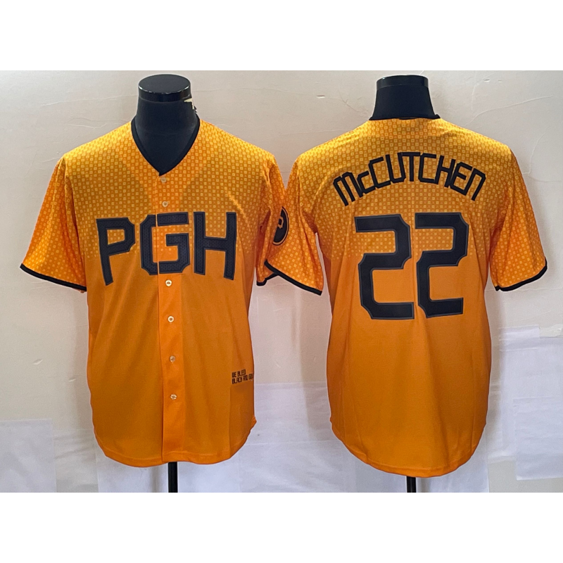 Pittsburgh Pirates #22 Andrew McCutchen Gold FEDASGOGE 2023 City Connect Stitched Jersey