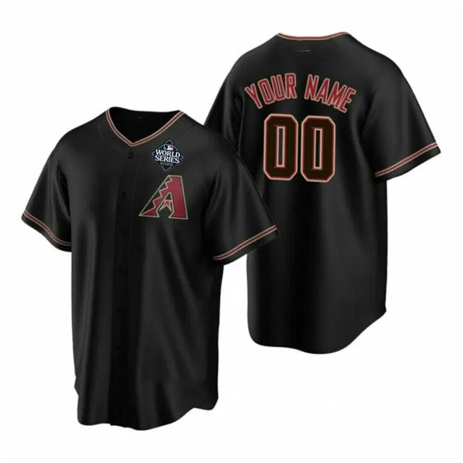 Custom Arizona Diamondbacks Active Player Black FEDASGOGE 2023 World Series Cool Base Stitched Jersey