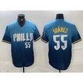 Philadelphia Phillies #55 Ranger Suarez Blue FEDASGOGE 2024 City Player Number Cool Base Jersey 2