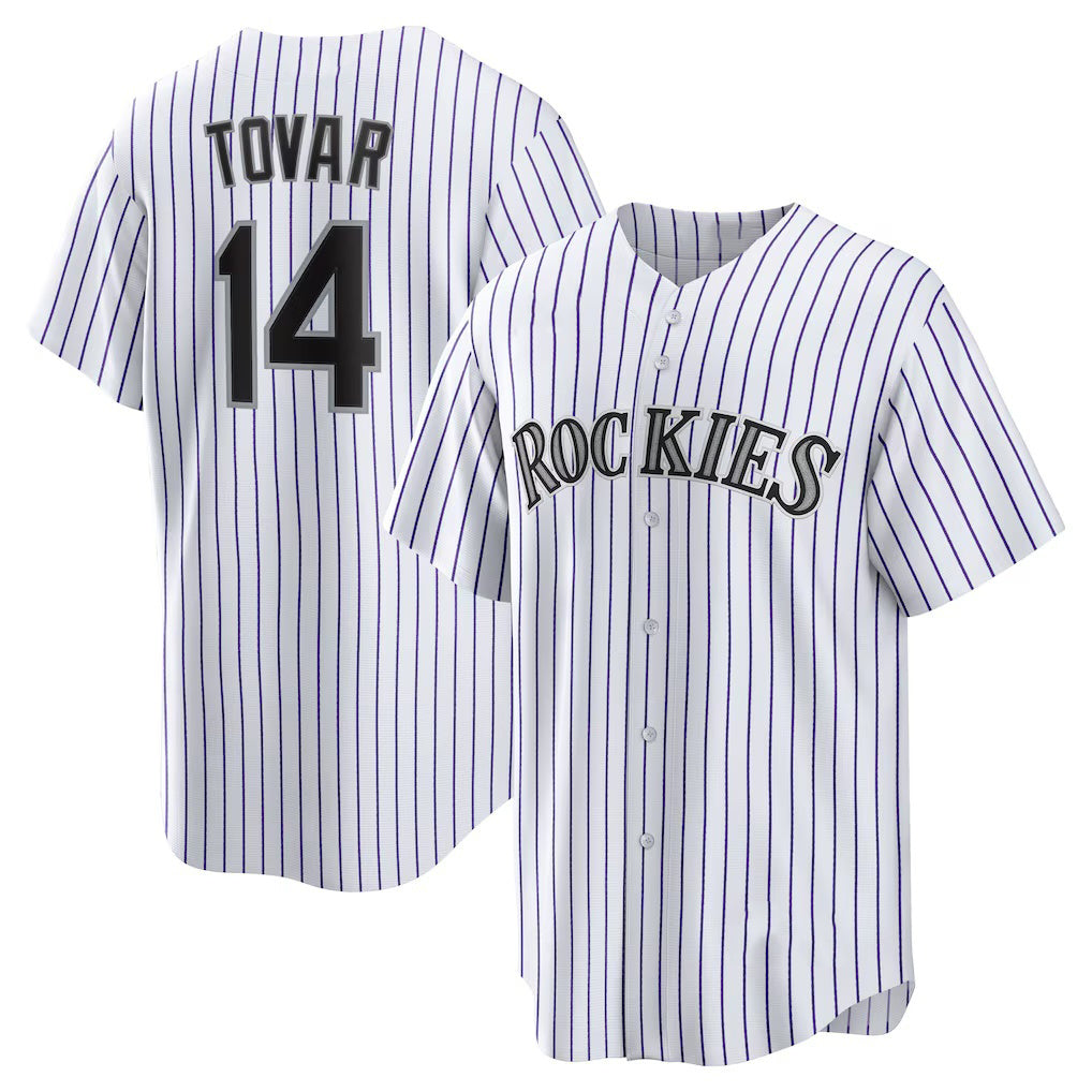 Colorado Rockies #14 Ezequiel Tovar White FEDASGOGE Home Replica Jersey