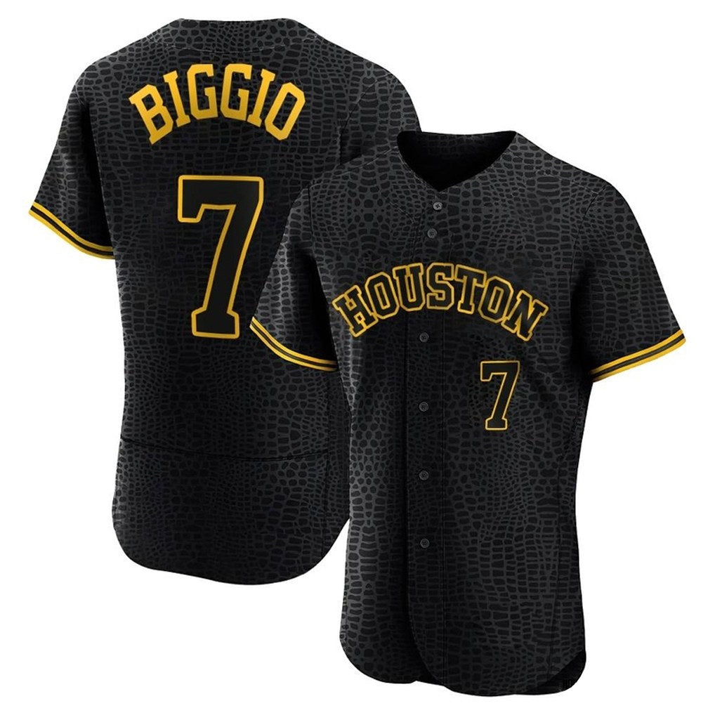 Houston Astros #7 Craig Biggio Player Black FEDASGOGE Snake Skin City Limited Elite Home Stitched Jerseys