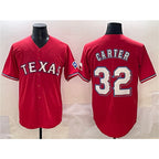 Texas Rangers #32 Evan Carter Red FEDASGOGE Cool Base Stitched Jersey