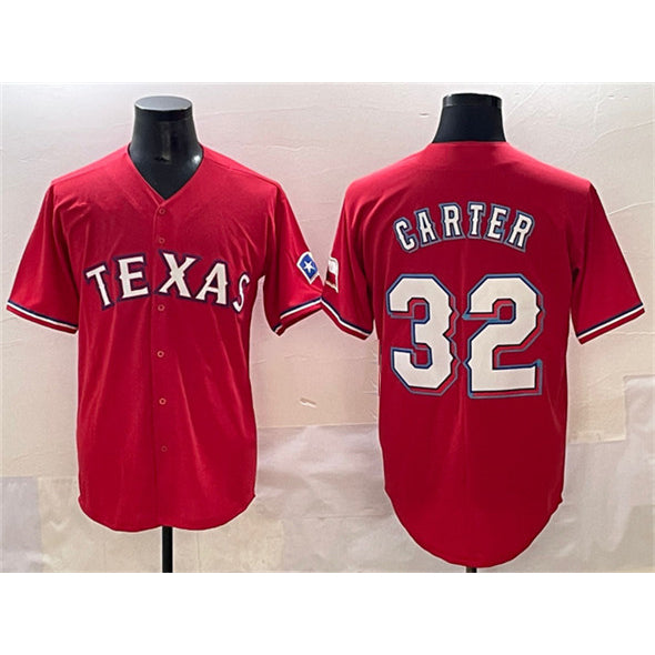 Texas Rangers #32 Evan Carter Red FEDASGOGE Cool Base Stitched Jersey