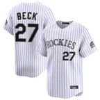 Colorado Rockies #27 Jordan Beck Player White FEDASGOGE Limited Home Stitched Jerseys