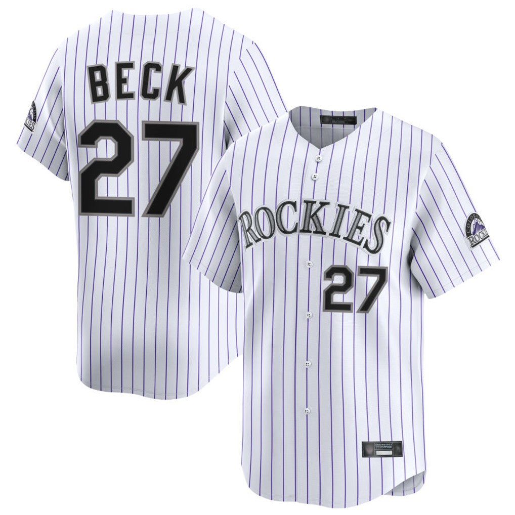 Colorado Rockies #27 Jordan Beck Player White FEDASGOGE Limited Home Stitched Jerseys