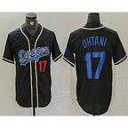 Los Angeles Dodgers #17 Shohei Ohtani Number Black FEDASGOGE Cool Base With Patch Stitched Jersey 2