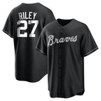 Atlanta Braves #27 Austin Riley Player Black FEDASGOGE Home Game Stitched Jerseys