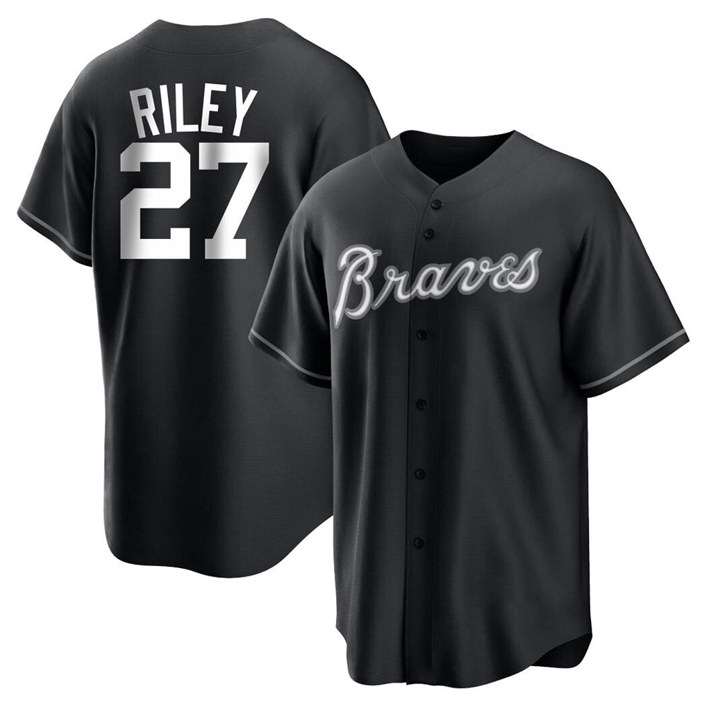 Atlanta Braves #27 Austin Riley Player Black FEDASGOGE Home Game Stitched Jerseys