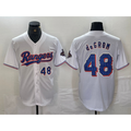 Texas Rangers #48 Jacob deGrom Number White FEDASGOGE 2024 Gold Collection Limited Cool Base Jersey 2