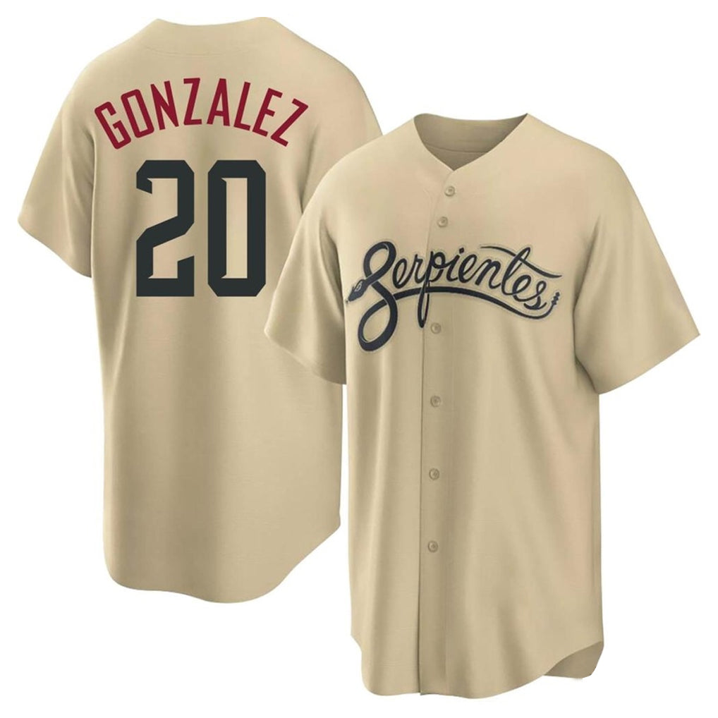 Arizona Diamondbacks #20 Luis Gonzalez Player Tan FEDASGOGE City Connect Home Game Stitched Jerseys