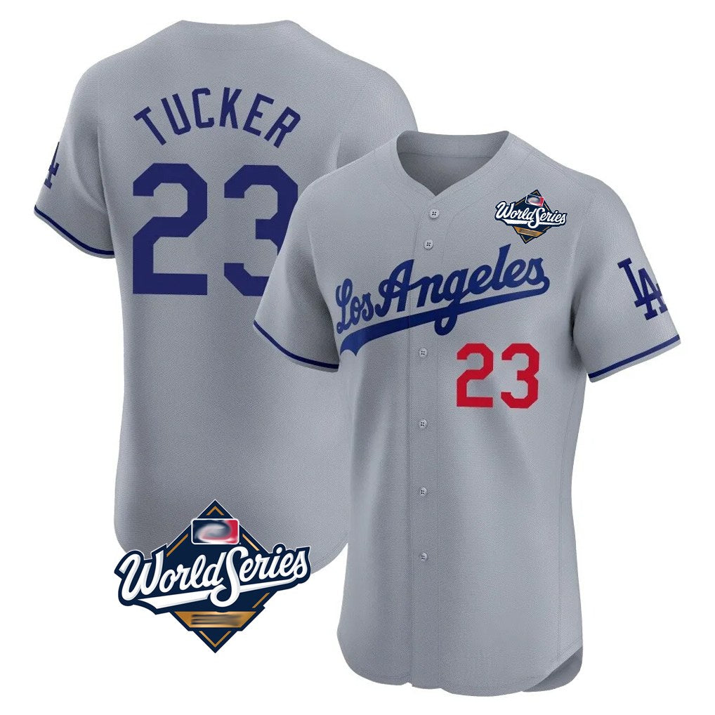 Los Angeles Dodgers #23 Kyle Tucker Player Gray FEDASGOGE World Series Limited Elite Home Stitched Jerseys
