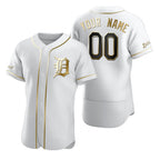Custom Detroit Tigers White FEDASGOGE Stitched Flex Base Golden Edition Jersey