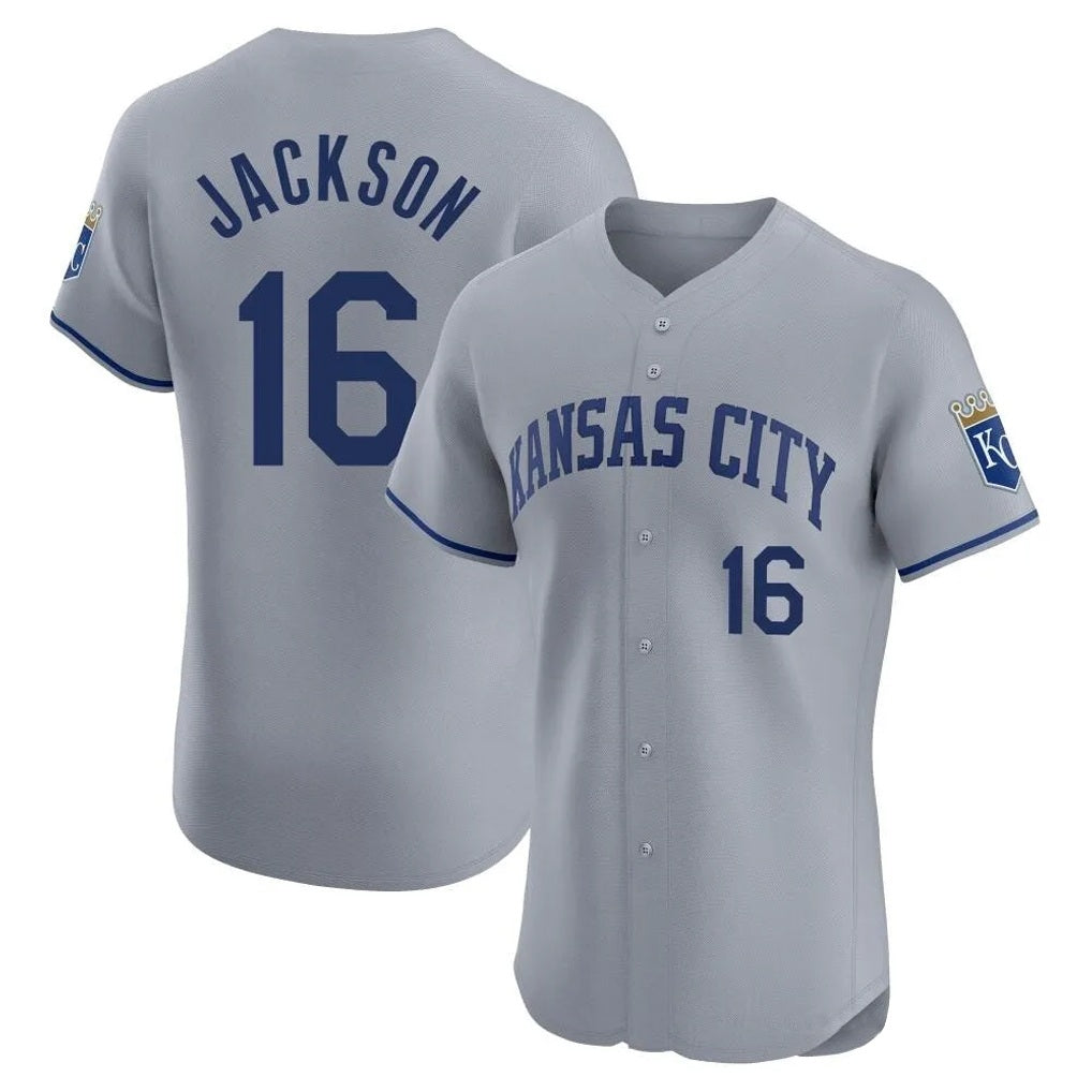 Kansas City Royals #16 Bo Jackson Player Gray FEDASGOGE Limited Elite Home Stitched Jerseys