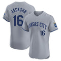 Kansas City Royals #16 Bo Jackson Player Gray FEDASGOGE Limited Elite Home Stitched Jerseys