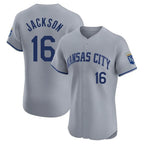 Kansas City Royals #16 Bo Jackson Player Gray FEDASGOGE Limited Elite Home Stitched Jerseys