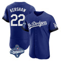 Los Angeles Dodgers #22 Clayton Kershaw Player Royal FEDASGOGE World Series Meet City Connect Elite Home Stitched Jerseys