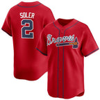 Atlanta Braves #2 Jorge Soler Red FEDASGOGE 2024 Alternate Limited Stitched Jersey