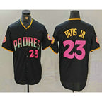 San Diego Padres #23 Fernando Tatis Jr Number Black FEDASGOGE 20th Anniversary Cool Base Stitched Jersey