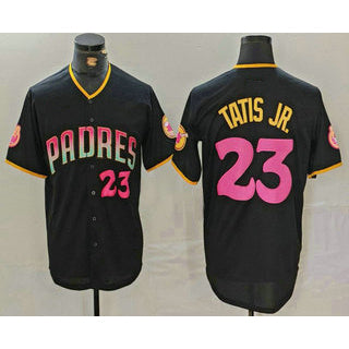 San Diego Padres #23 Fernando Tatis Jr Number Black FEDASGOGE 20th Anniversary Cool Base Stitched Jersey