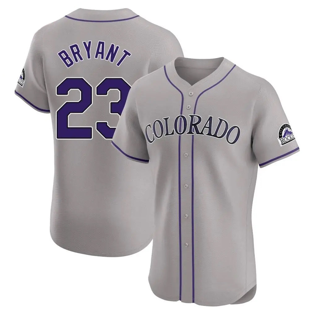 Colorado Rockies #23 Kris Bryant Player Gray FEDASGOGE Limited Elite Home Stitched Jerseys