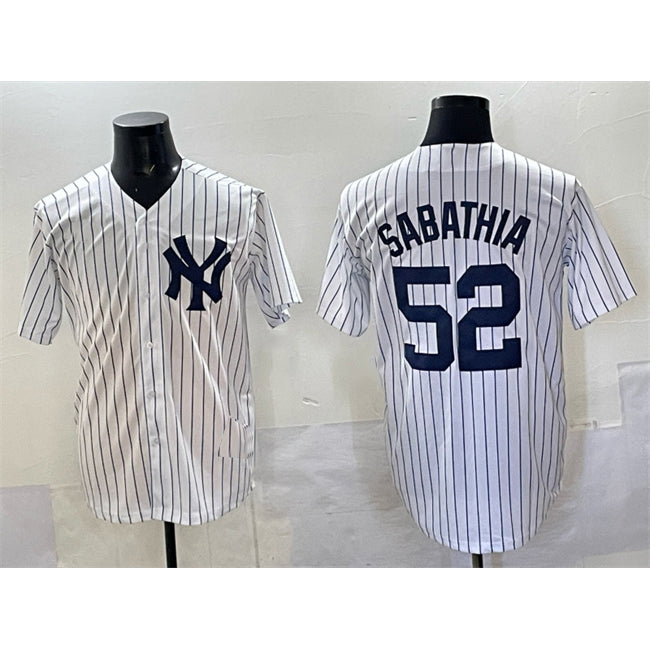 New York Yankees #52 C.C. Sabathia White FEDASGOGE Cool Base Stitched Jersey