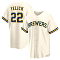 Milwaukee Brewers #22 Christian Yelich White FEDASGOGE Home Replica Jersey