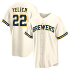 Milwaukee Brewers #22 Christian Yelich White FEDASGOGE Home Replica Jersey