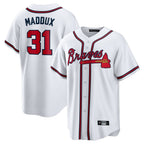 Atlanta Braves #31 Greg Maddux Player White FEDASGOGE Home Game Stitched Jerseys