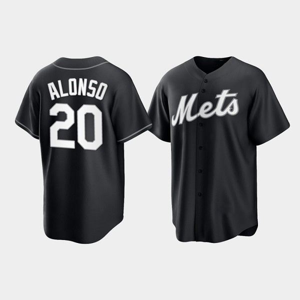 New York Mets #20 Pete Alonso Black FEDASGOGE Cool Base Stitched Jersey